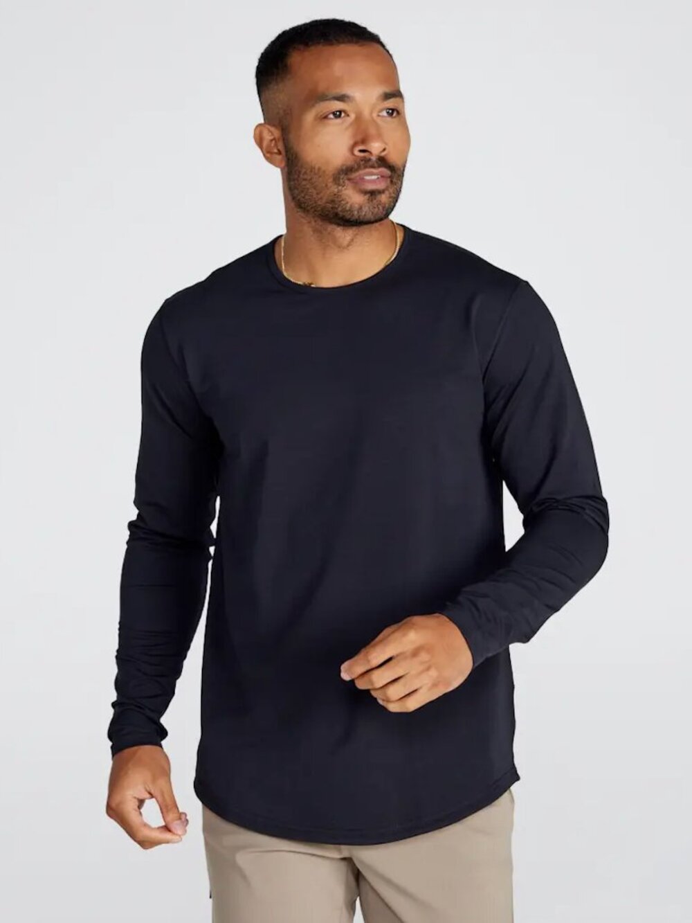 BYLT Basics Men's LUX Drop-Cut Long Sleeve Shirt Black XXL NWT
